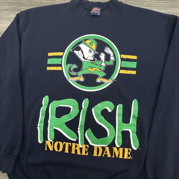 Vintage Notre Dame Sweatshirt Mens Large Fighting Irish NCAA Football 90s USA - Picture 3 of 6